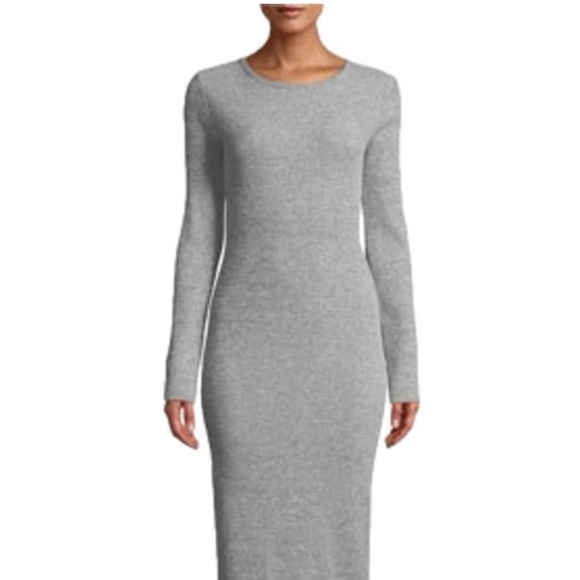 chinese dress ladies Chicago Grey Ribbed Long Sleeve Mini Dress – Get That Trend main image 0